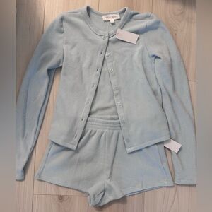 NWT Pink Rose Soft Blue Loungewear Set